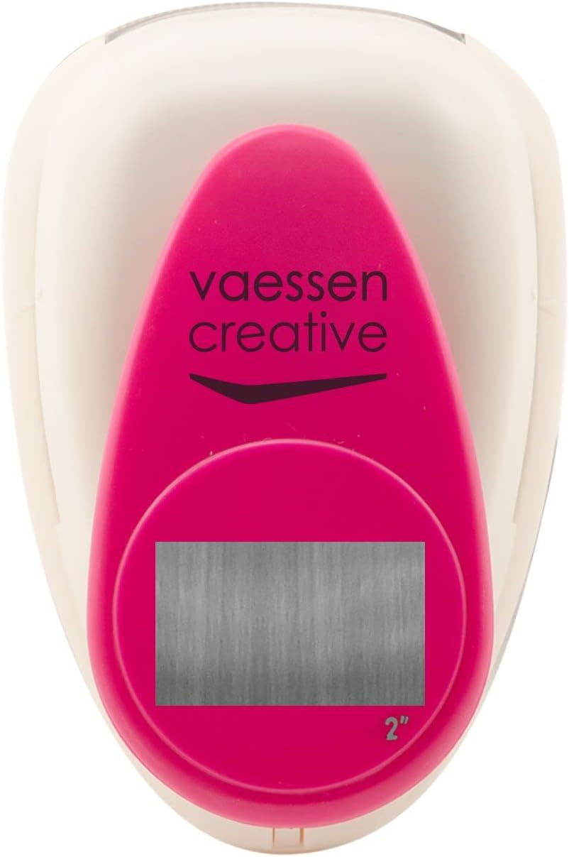 Vaessen Creative Craft Paper Punch, Rectangle, 2 Inch, for DIY Projects, Scrapbooking, Card Making and More, Plastic Metal, WhitePink, 5 cm