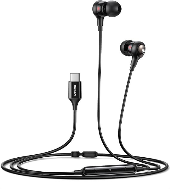 UGREEN Type C Earphones, Wired HiFi with Microphone, Canal Type, Clear Calls, Volume Control, Remote Control, USB C DAC Equipped, Sound Leak Proof, Environment Noise Cancelling, Compact and