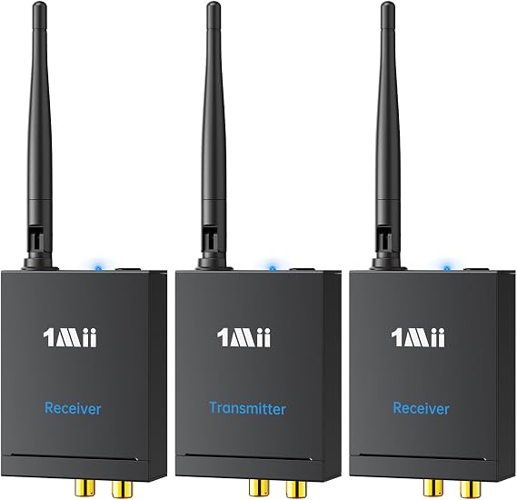 1Mii Transmitter for Bluetooth TV Bluetooth Receiver Audio Wireless Transmitter Receiver Transmitter Receiver 3 in 1 Set No Delay 100m Long Distance 2.4G Transmitting RCA HD Sound Quality Blowing