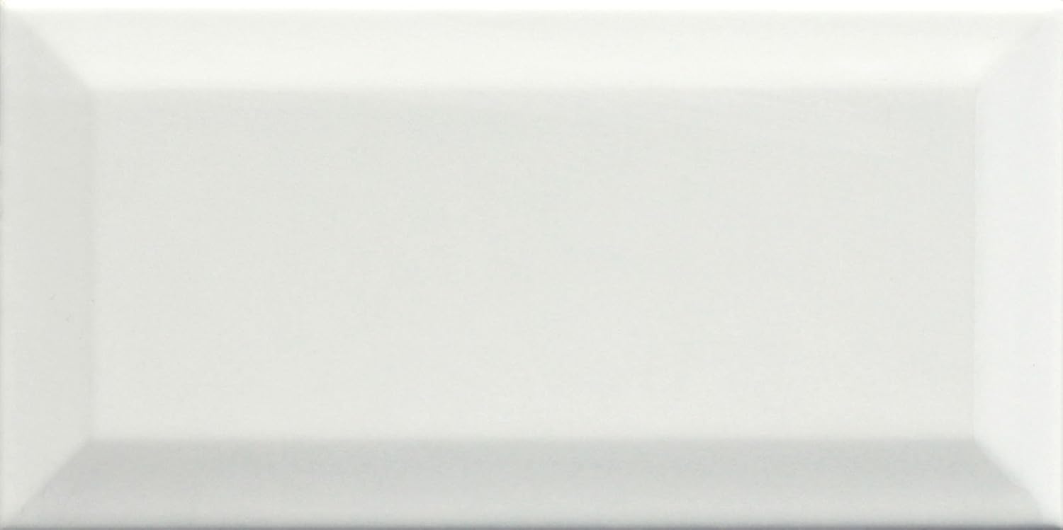Metro Ceramic Wall Tile | Subway Brick Effect | Bevelled Edges | Bathroom Tile | Gloss Finish |50 Tiles Per Box | White 100mm x 200mm