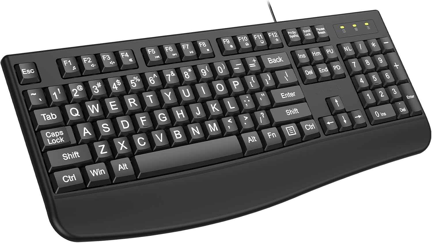 大型プリント 人間工学キーボード リストレスト付きフルサイズキーボード 静音 有線 Usb コンピューターキーボード 特大レターキー 4倍大きい 見やすくタイプ ノートパソコン Pc 窓 デスクトップ用