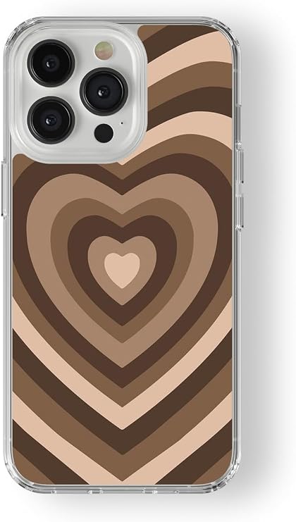 Multitronic iPhone 16 Pro Uyumlu Kahverenkli Kalp Tasarım Baskılı Şeffaf Kılıf