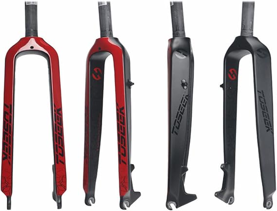 High Strength Full Carbon Fiber 26/27.5/29" Rigid Disc Brake MTB Fork 28.6mm Threadless Straight Tube 1-1/8" Superlight Mountain Bike Front Forks for Mountain Bike Bike Accessory,Red,27.5