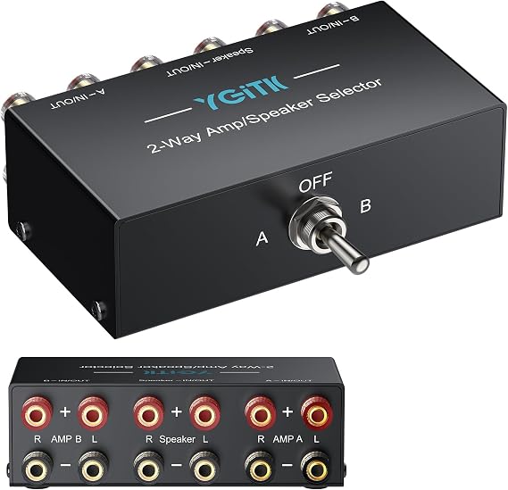 2-Way Amplifier Speaker Switcher Selector 2(1)-In-1(2)-Out Bi-Directional Amp