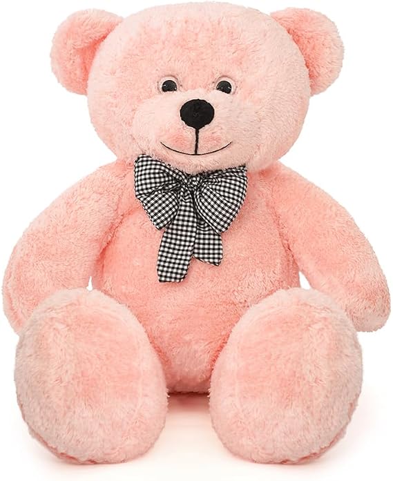 80 cm Dev Pelüş Ayıcık,Papyonlu Peluş Ayı,Yumuşak ve Sevimli Büyük Boy Oyuncak Ayı,Sarılmalık Papyonlu Ayıcık,Sevgiliye Hediye (Pembe)