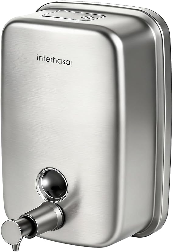 interhasa! Commercial Hand Soap Dispenser Wall Mounted 304 Stainless Steel Liquid Dispenser for Bathroom 500ml
