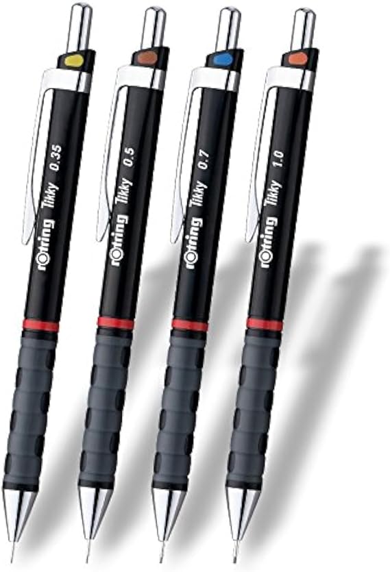rOtring Tikky Retractable Pencil Set, 4-teiliges Set, Black , 1