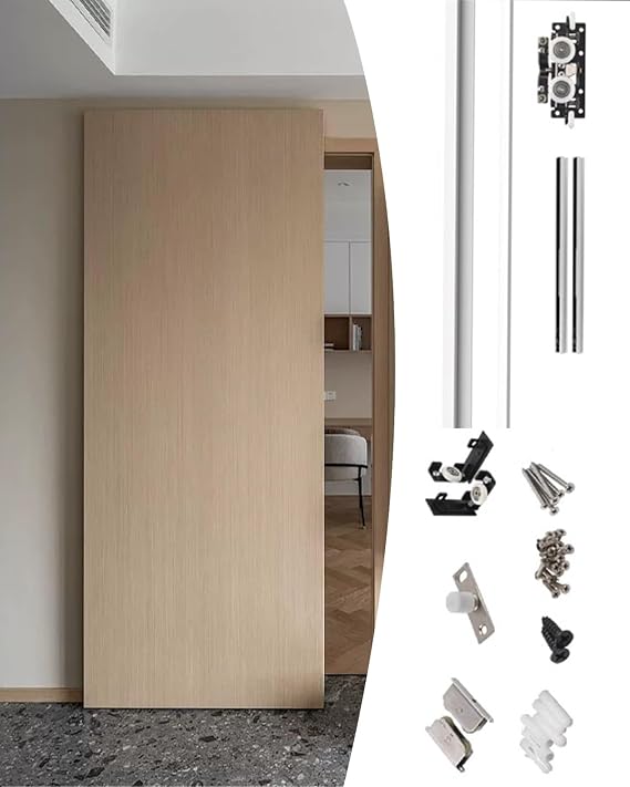 Sliding Door Kit Sliding Ghost Door Hardware Kit 3 4 5 6 ft, Invisible Ghost Gate Track for Pocket Barn Doors, Side Mount Bathroom Shower Slider Door Hinge(80cm/31.4inch/2.6ft)