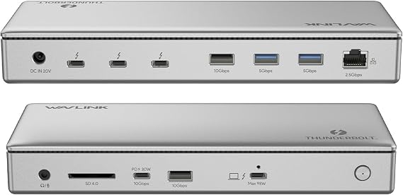 WAVLINK Thunderbolt 4 Dock 40Gbps, 98W PD, 8K/dual 4K for Mac & Windows