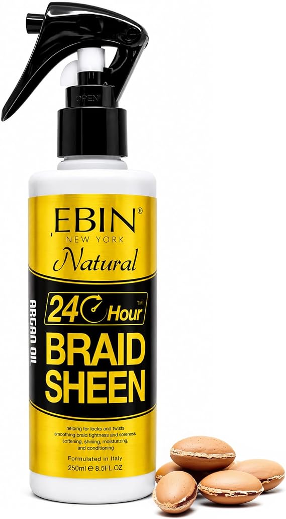 EBIN NEW YORK – 24-HR Braid Sheen Mist – Women – 250ml – Instant Moisture & Shine for Braids, Twists & Protective Styles