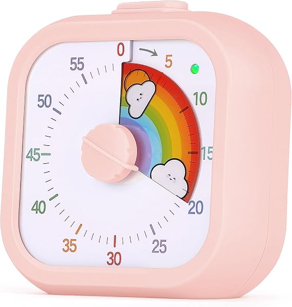 Visual Timer for Children 60 Minute Countdown Timer with Pause Function Clouds Visual Learning Timer with Silent Operation Time Management Tool for Home Kitchen Office School Square