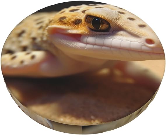 Sand Leopard Gecko Print Bar Stool Seat Covers Breathable Velvet-Foam Hybrid, Elastic Edges for Office Chairs, Diners & Holiday Party Decor (13 inch Round)