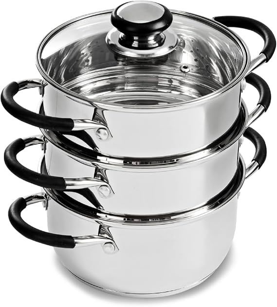Blackmoor 3-Tiered Stainless Steel Food Steamer With 2.3L Capacity