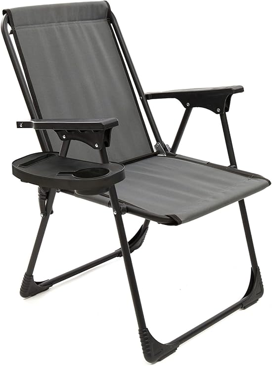 Natura Kamp Sandalyesi Katlanır Piknik Sandalye Oval Bardaklıklı Gri, mnv.kps.trd_o