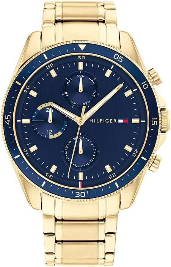 Tommy Hilfiger Analogue Multifunction Quartz Watch for Men with Silver Stainless Steel or Leather Bracelet