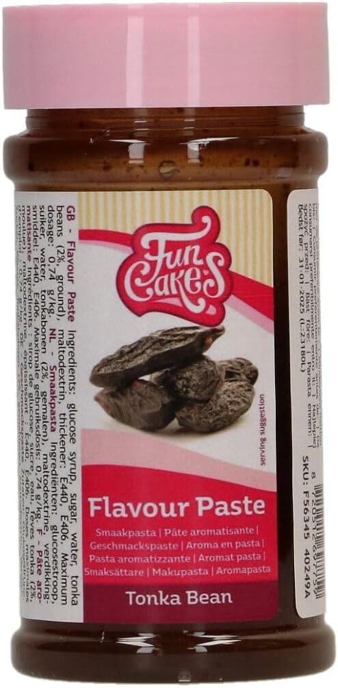 FunCakes Flavour Paste Tonka Bean: Food-Grade Aroma Paste for Cake Decorating, optimal for Batters and Fillings - 100 g