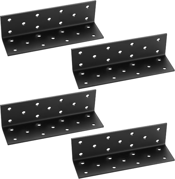 4 Pcs Angle Corner Brackets for Raised Garden Bed, Black Metal L Brackets for Gardens, Fixing Repairing Jointing Furniture Shelves Cabinets, 140x40x40mm