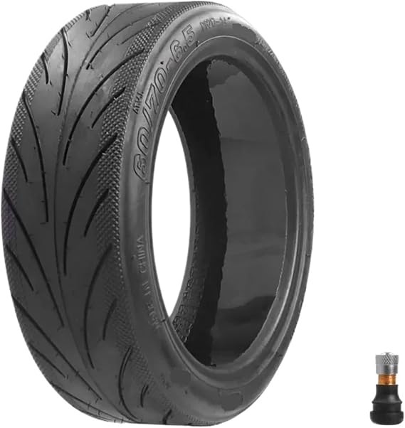 60/70-6.5 Tubeless Tire with Thick Vacuum Tire Valve, Compatible with Segway Ninebot MAX G30 Electric Scooter 10" Front/Rear Tire Wheel Assembly