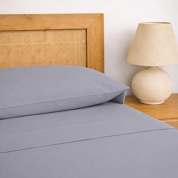 TRAMAS+ 150 x 190 / 200 cm 100% Cotton, Soft and Breathable, 4-Piece Bedding Set, Fitted Sheet, Top Sheet, 2 Pillowcases 90 x 45 cm, Oeko Tex Certified (Bed 150, Indigo)