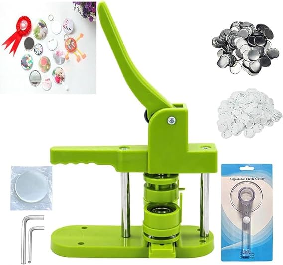 Button Maker Machine Kit - 37mm (1-1/2 inch) DIY Pin Badge Maker Press with Free 100pcs Parts&Pictures&Circle Cutter