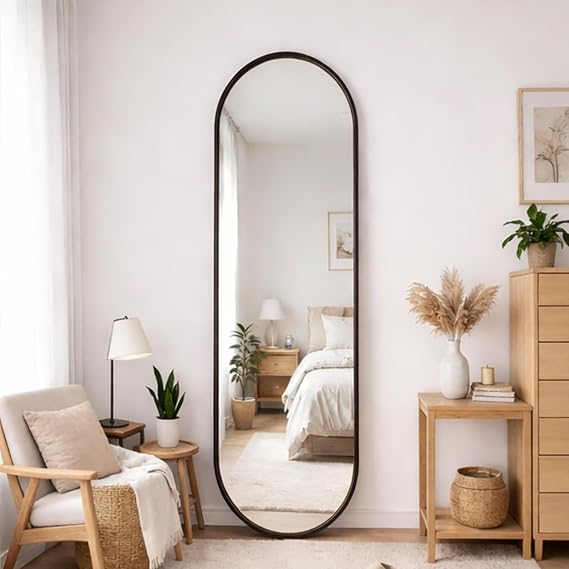 Full Length Oval Mirror 160×50cm Free Standing Aluminium Alloy