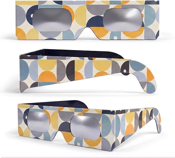 Solar Eclipse Glasses 2 Pack, 45mm Frame Height, Fits Over Optical Glasses, EN ISO 12312-2:2015 Tested, CE Marked for Safe Direct Sun Viewing – Mosaic