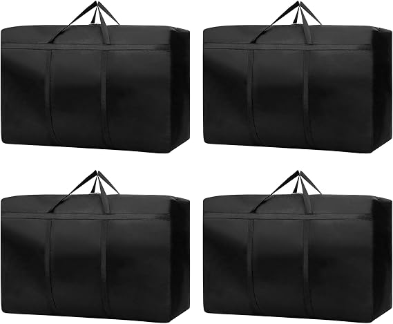 4 Pack 200L Moving Boxes Large Strong, Large Storage Bags for Clothes,Under Bed Storage Boxes with Zips for Duvets, Laundry, House Garden, Underbed Storage