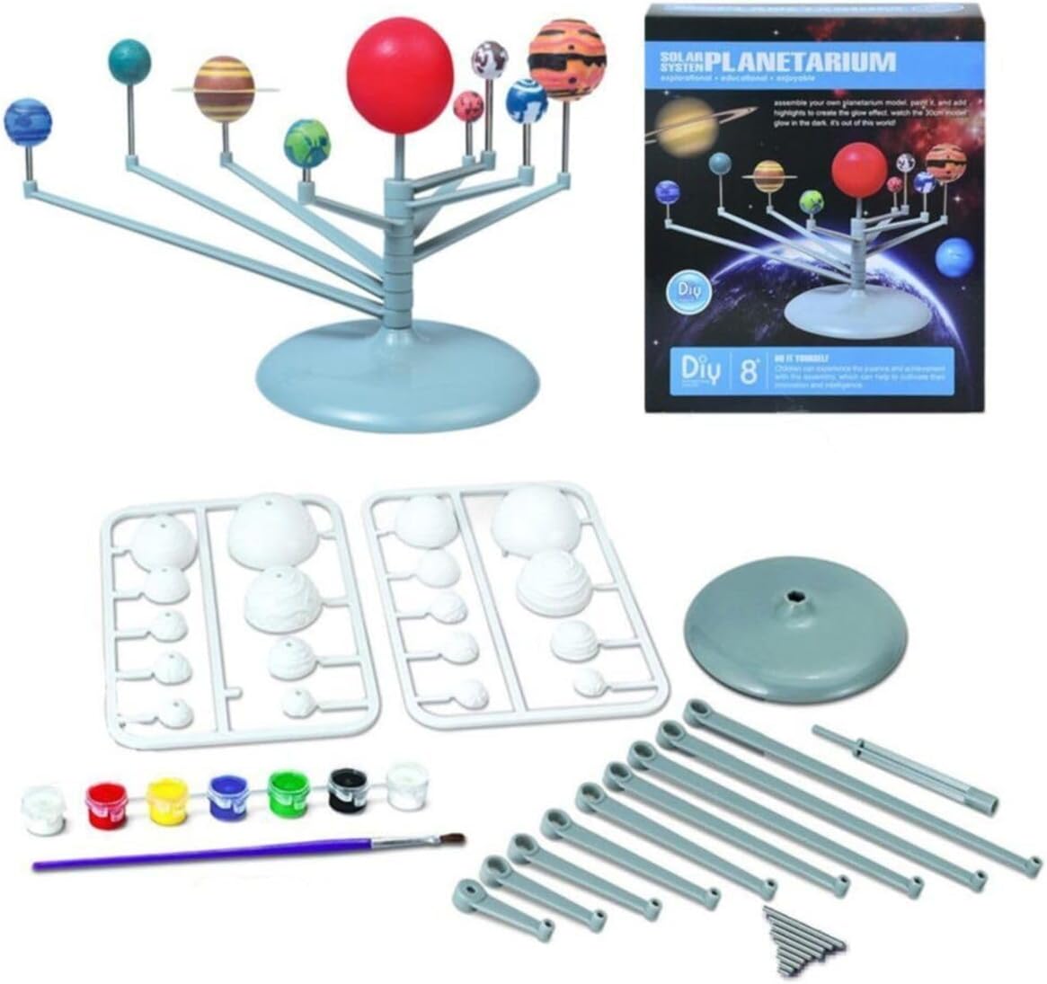 Hobialem Güneş Sistemi Modeli, Gezegen Sistemi, Boya, Fırça, Eğitici Maket, Deney Seti, Plastik