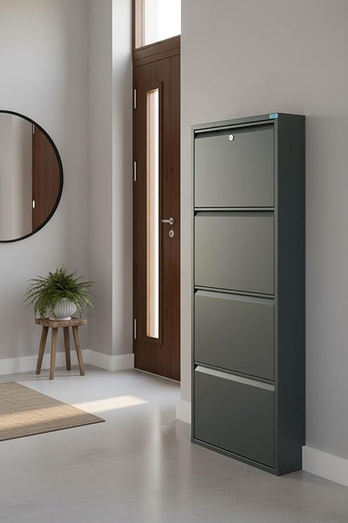 LICCIA Metal Ayakkabılık 4'Lü Kilitli Model Antrasit, LC08-MSRL50-4