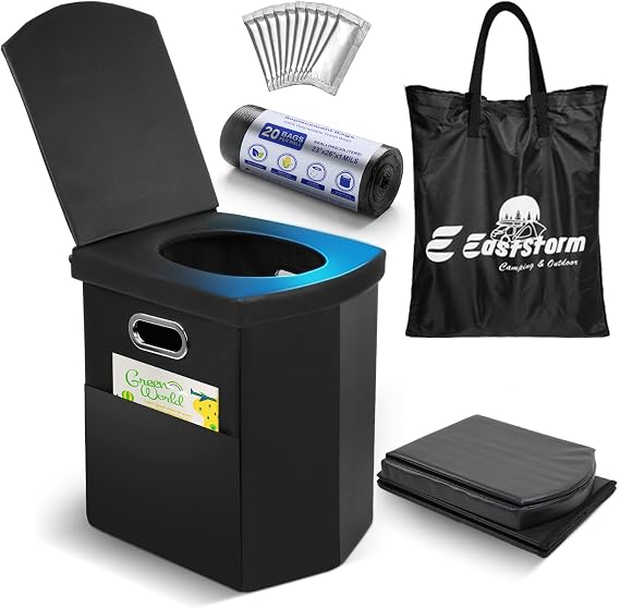 E EASTSTORM Camping Toilet 16.5'' Home Height Foldable Soft Seat