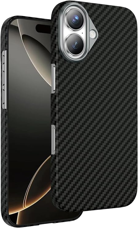 CONSTRAIN - iPhone 17 ile uyumlu Apple Kılıf Magsafe ile uyumlu Şarj Özellikli Ultra Slim Aramid Karbon Fiber Kevlar Kapak - siyah