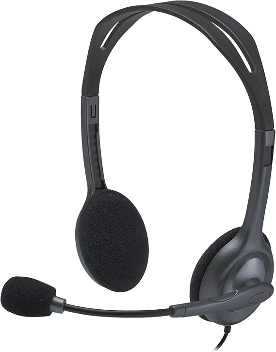 Logitech H110 Wired Stereo Over-Ear Headset with Microphone, 3.5mm Jack Input, Grey