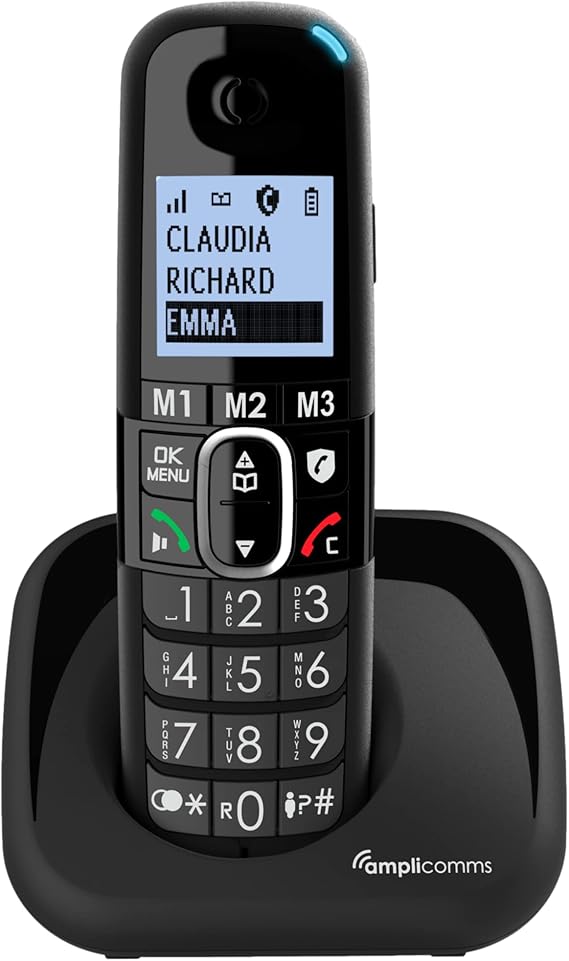 Amplicomms BigTel 1500 Cordless Big Button Phone for Elderly - Loud Phones for Hard of Hearing - Hearing Aid Compatible