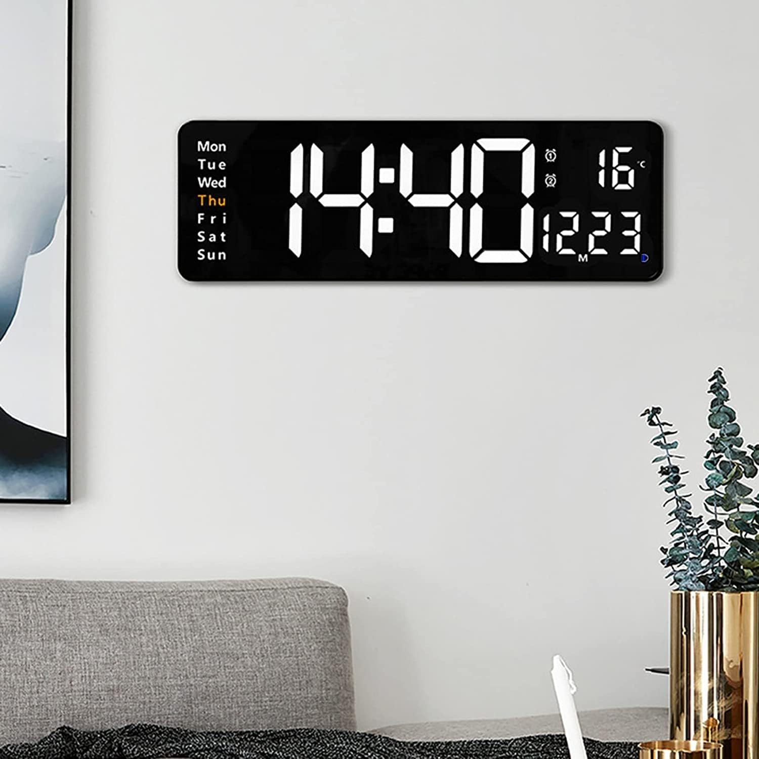 Digital Clock, LED, Large Wall Clock, Electronic Clock, Stylish, Brightness Adjustable, Remote Control, Multifunctional, Wall Clock, Timer, Alarm Clock, Tabletop, Table Clock, Time, Calendar,