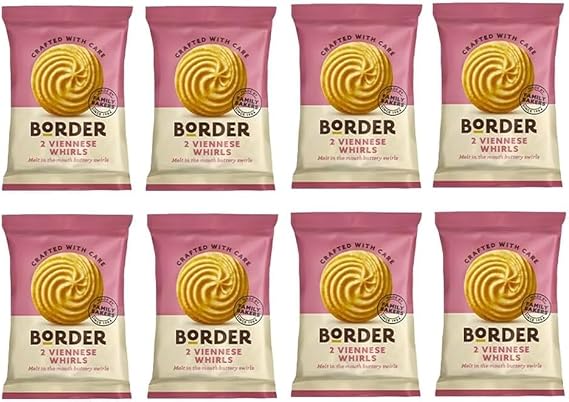 50 x Borders Biscuits Viennese Whirls Flavour Cookies (2 Biscuits Per Pack) - Total 100 Biscuits