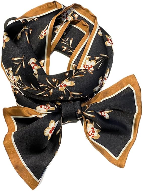Double Sided Printed Long Silk Scarf, Women's Hairband with Shirt, Belt, Necklace Tie,Gift 130x13cm