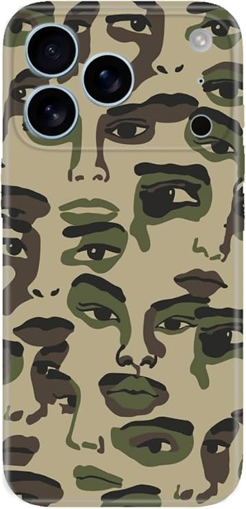iPhone 17 Pro Max ile Uyumlu Kılıf, Kamuflaj Siluet Temalı Desenli, Darbe Emici Silikon, Çok Renkli