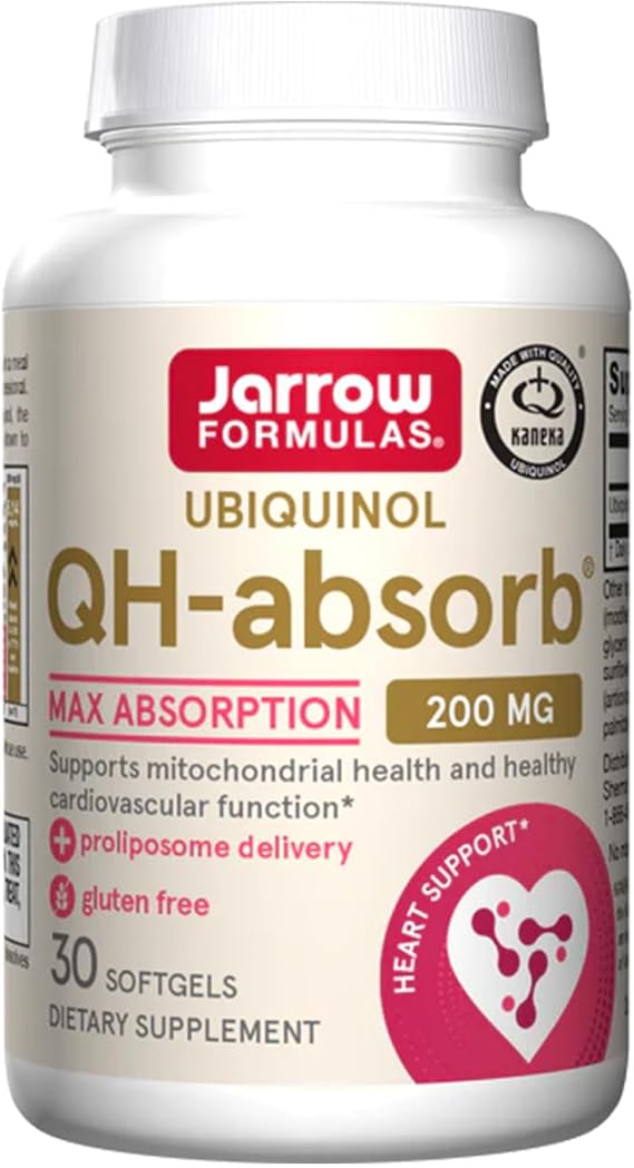 Jarrow Formulas Ubiquinol QH-Absorb (Active Coenzyme Q10), 200mg, High Strength, 60 Softgels, Gluten Free, Soy Free, GMO Free
