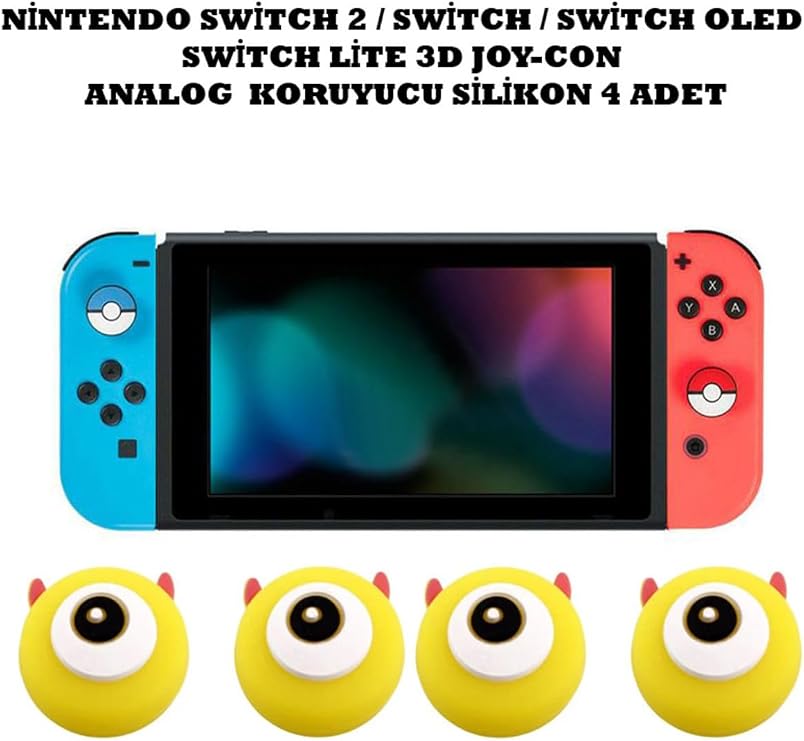 WOTOBE Nintendo Switch/Switch 2/Switch OLED/Switch Lite Uyumlu 3D Analog Silikon Koruyucu Pad, 4 Adet, Sarı