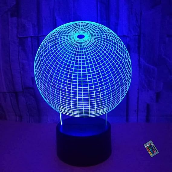 3D Sphere Night Light 16 Colors Changing Remote Control USB Power Touch Switch Decor Lamp Optical Illusion Lamp LED Table Desk Lamp Brithday Gift Children Kids Decor Christmas
