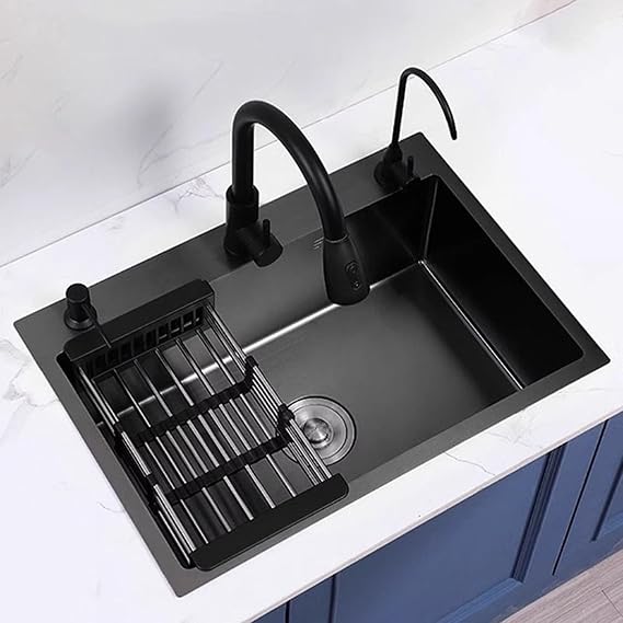 Kitchen Sink,Undermount Stainless Steel Kitchen Sink,small stainless steel sink,single bowl kitchen sink black,with Strainer Waste kit,for Home Vegetable Basin & Dishwashing Sink ( Size : 38*30cm/15*1