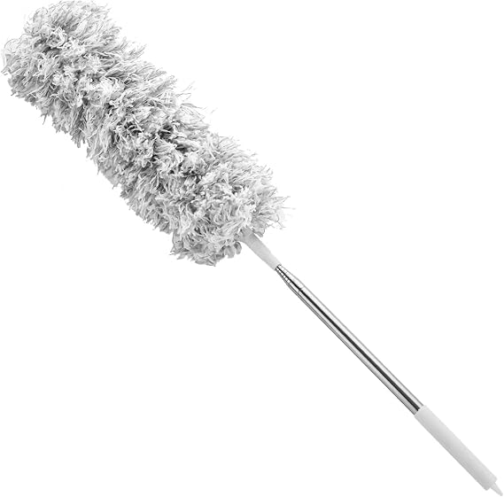 ASelected Extendable Microfiber Duster with 108" Telescoping Extension Pole No Scratch to Ceiling Washable Hand Duster for Cleaning High Ceiling Fans Blinds Cobweb Cars
