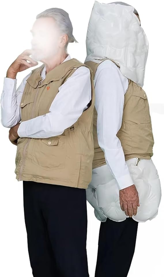 Wearable Technology airbag Vest for Elderly Reusable Elderly airbag Jacket for Anti Fall with Tracking and Positioning Function,to Protect The Elderly from Tumbles,MaleKhaki-M