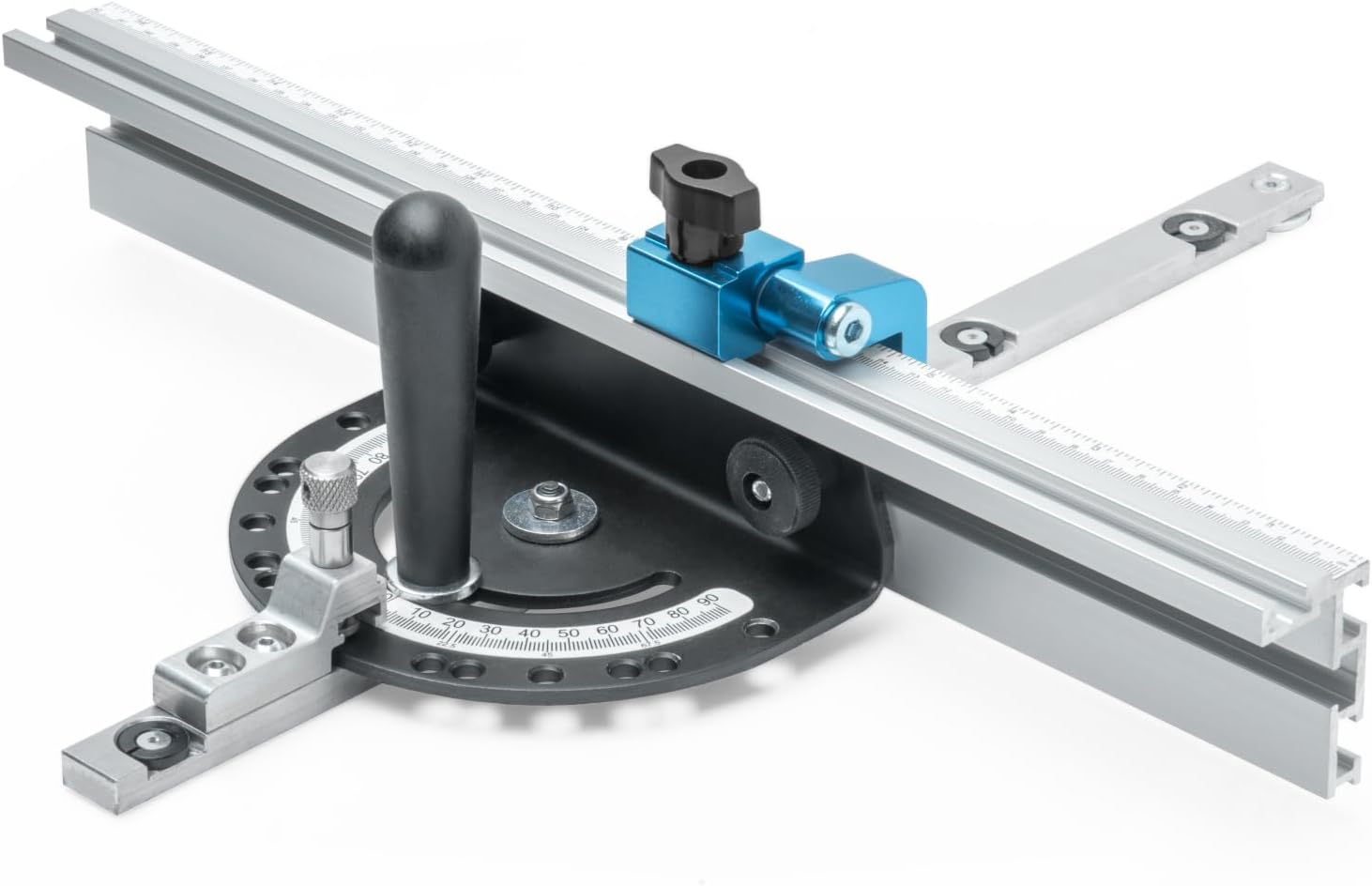Dubois 51007 Table Saw Miter Gauge Fence System w 13 Precise Angle Stops & Standard 34”x 38”T-Slotted Miter Bar wT-Slot Plate, Includes T-Track Miter Fence, T-Track Flip Stop, SEAMetric Scale