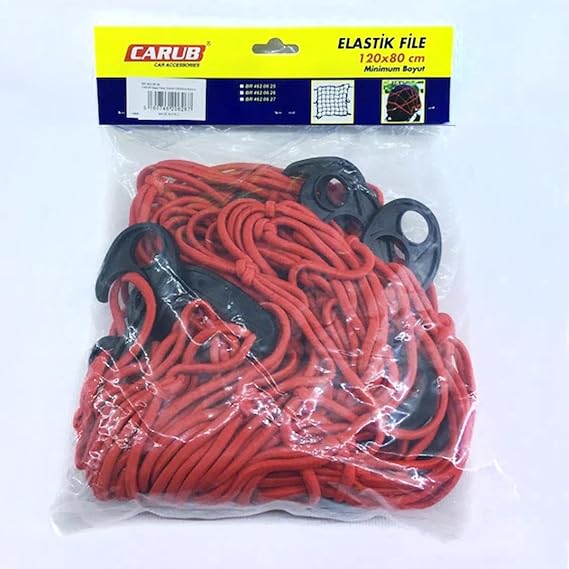 Bagaj Filesi Elastik120X80cm Kırmızı Bagaj Lastiği Ahtapot