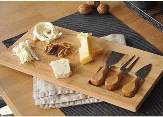 Deconox Other Bamboo Cheese Presentation Plate, Fruit Food Board Presentation Plate 4 Pieces