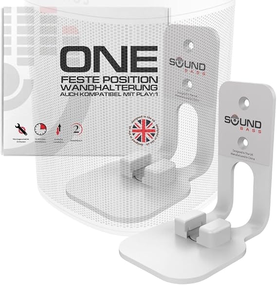 Sound Bass ONE ONE Gen 2 ONE SL & Play:1 Wall Mount Bracket Twin Pack [2pcs] White Compatible with Sonos ONE ONE Gen 2 ONE SL & PLAY1 Speaker