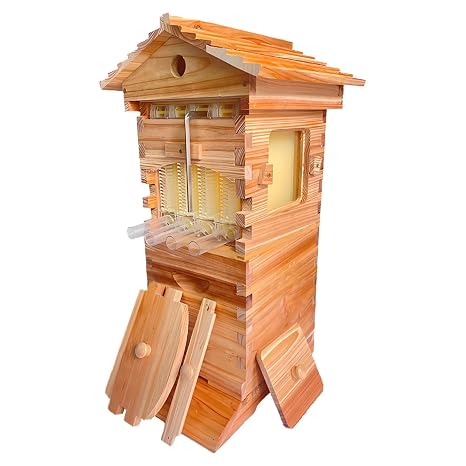 Complete Beehive Starter Kit with Automatic Honey Frames & Observation Window - Easy Flow Hive System for Backyard Beekeeping