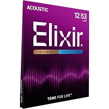 Elixir® Saiten 80/20 Bronze Acoustic-Gitarrensaiten mit POLYWEB® Beschichtung, Light (.012-.053)