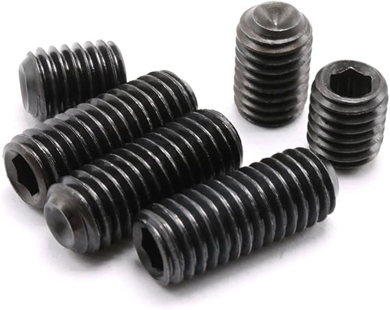 6#-32 Hex Socket Set Cup Point Grub 12.9 Grade Screws Black Pack of 100-Pieces (#6-32 x 1 Inch)